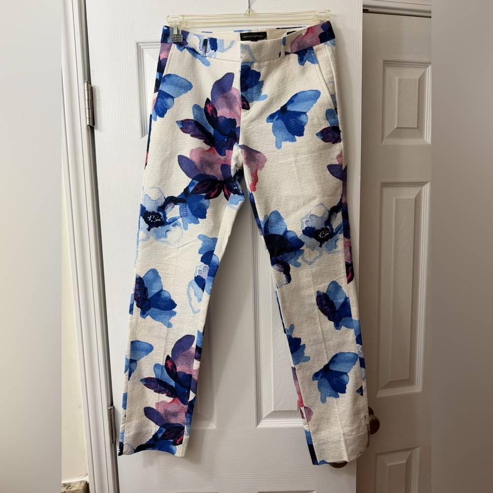 Banana Republic Women’s Floral Pants - Blue and Pink